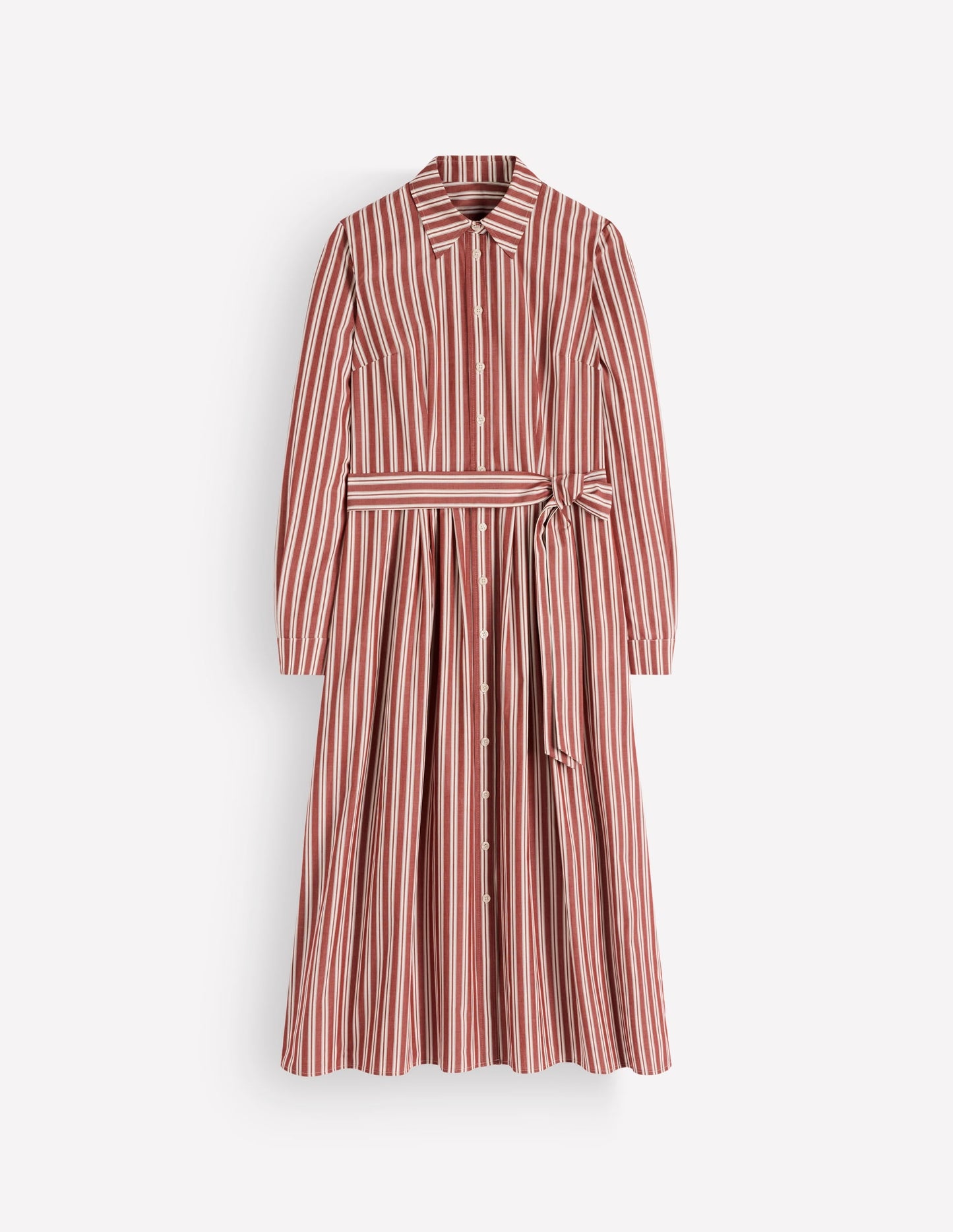 Alexa Cotton Midi Shirt Dress-Red Stripe