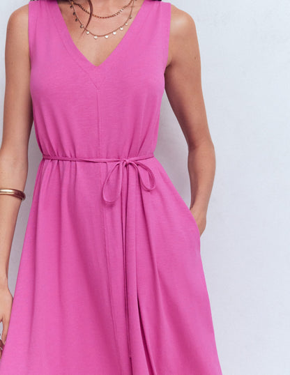 Mia V-neck Jersey Midi Dress-Passion Flower