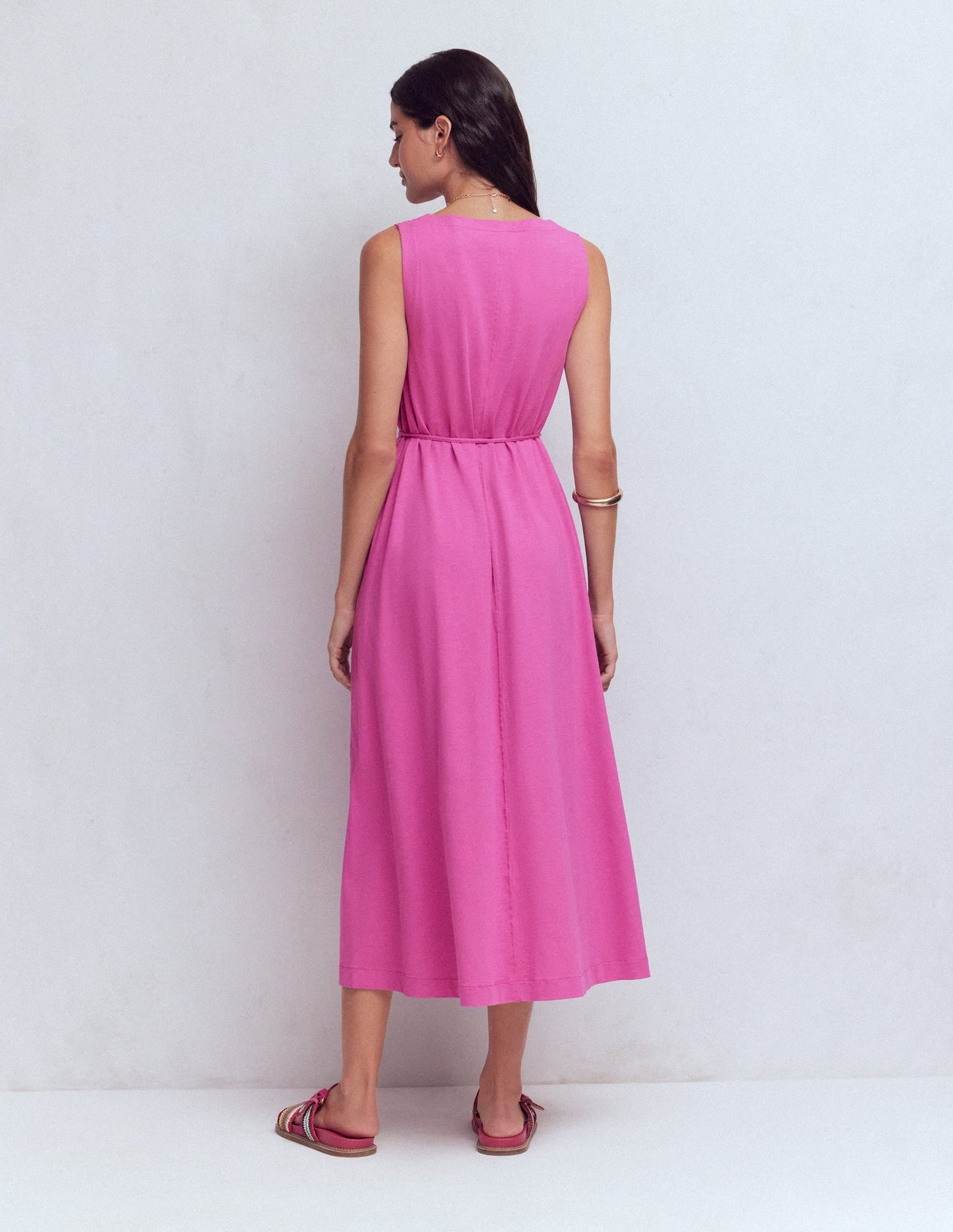 Mia V-neck Jersey Midi Dress-Passion Flower
