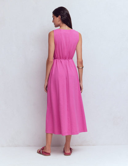 Mia V-neck Jersey Midi Dress-Passion Flower