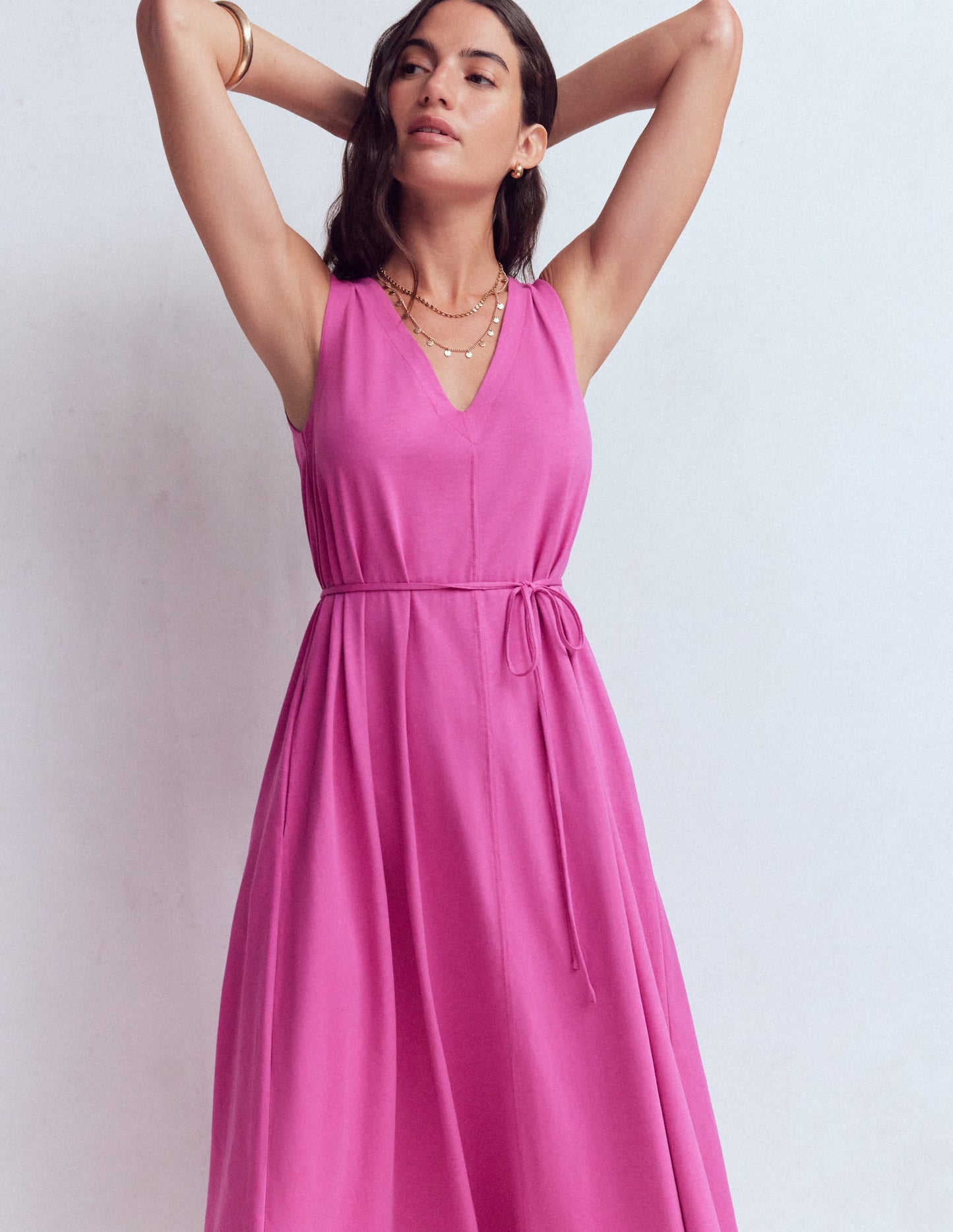 Mia V-neck Jersey Midi Dress-Passion Flower