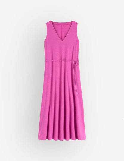 Mia V-neck Jersey Midi Dress-Passion Flower