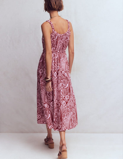 Scoop Neck Jersey Dress-Pink, Enchanted Paisley