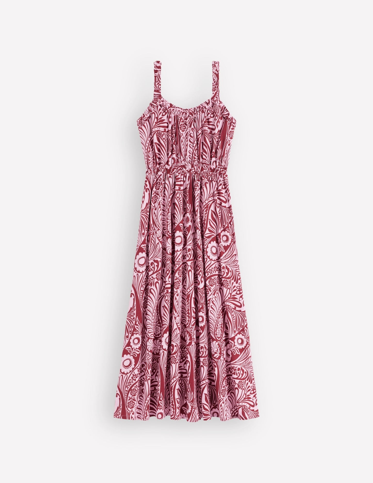 Scoop Neck Jersey Dress-Pink, Enchanted Paisley