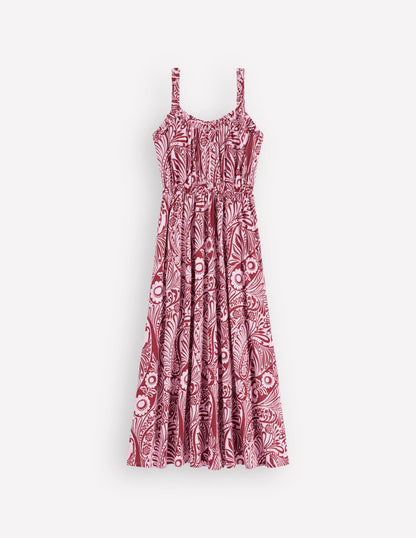 Scoop Neck Jersey Dress-Pink, Enchanted Paisley