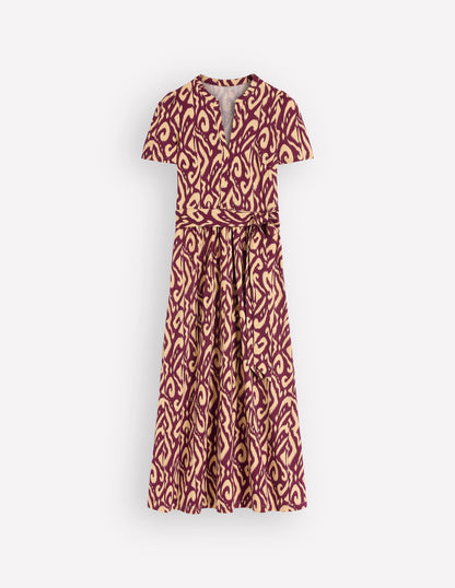 Naomi Jersey Midi Dress-Deep Wisteria, Ikat