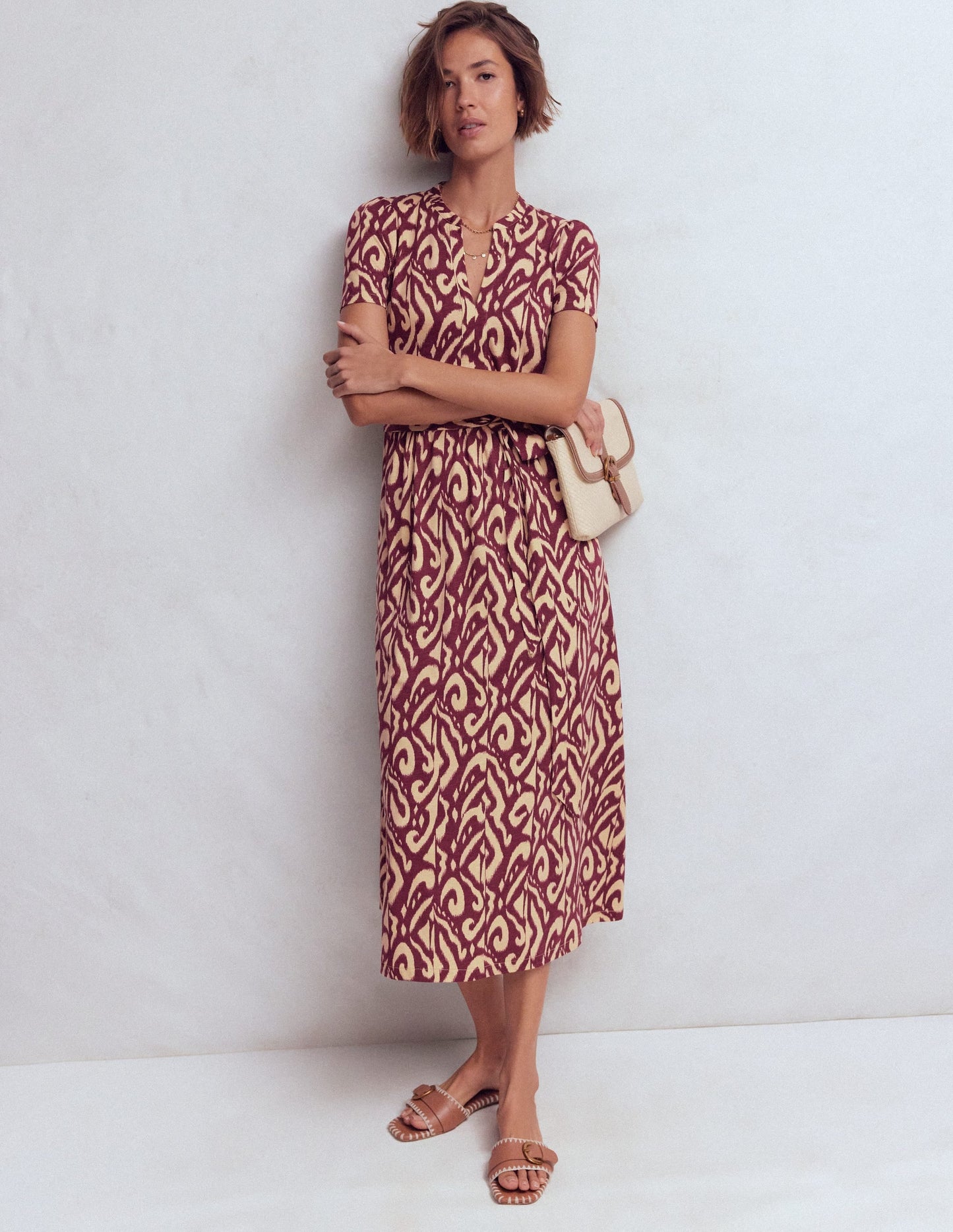 Naomi Jersey Midi Dress-Deep Wisteria, Ikat
