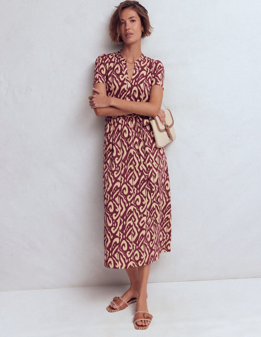 Naomi Jersey Midi Dress-Deep Wisteria, Ikat