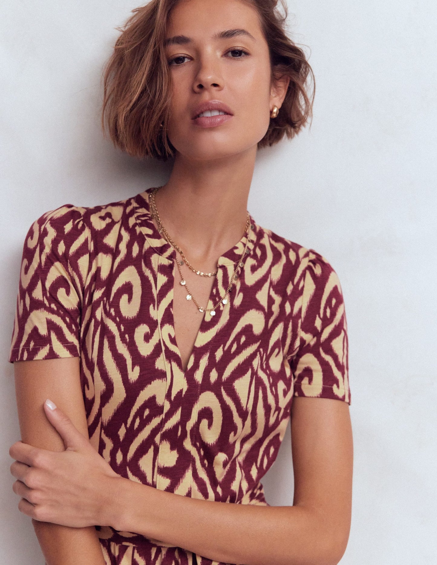 Naomi Jersey Midi Dress-Deep Wisteria, Ikat