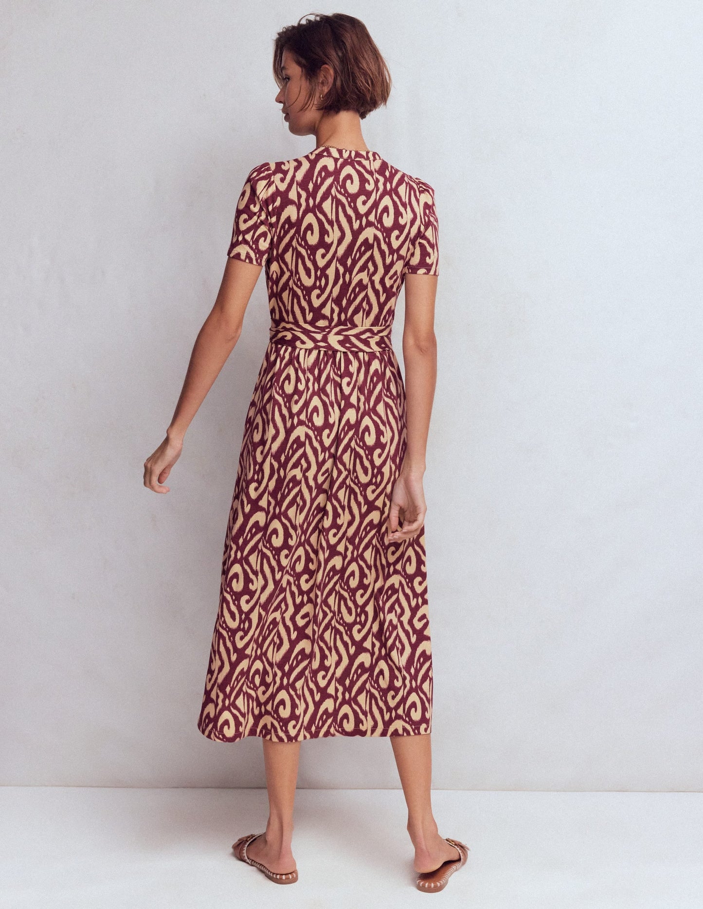 Naomi Jersey Midi Dress-Deep Wisteria, Ikat