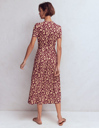 Naomi Jersey Midi Dress-Deep Wisteria, Ikat