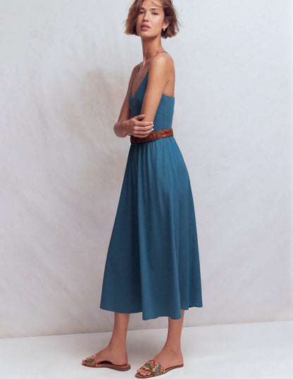 Cross Back Jersey Dress-Tourmaline Blue