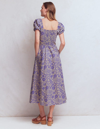Twist Front Linen Blend Dress-Han Purple, Flowerbed Bloom