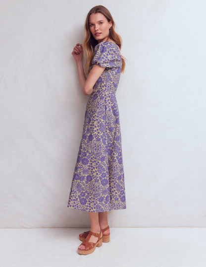 Twist Front Linen Blend Dress-Han Purple, Flowerbed Bloom
