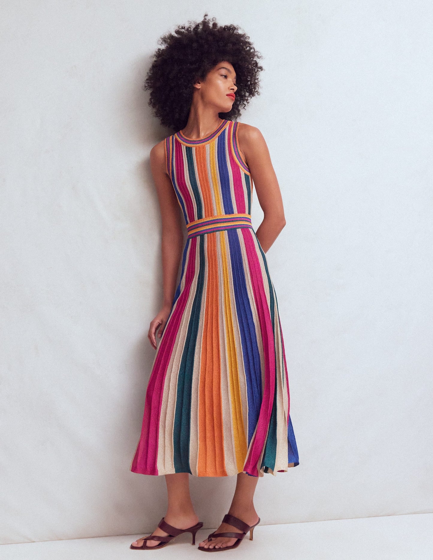 Metallic Multi Stripe Dress-Metallic Multi Stripe