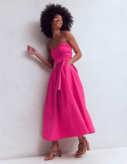 Strapless Taffeta Dress-Bright Pink
