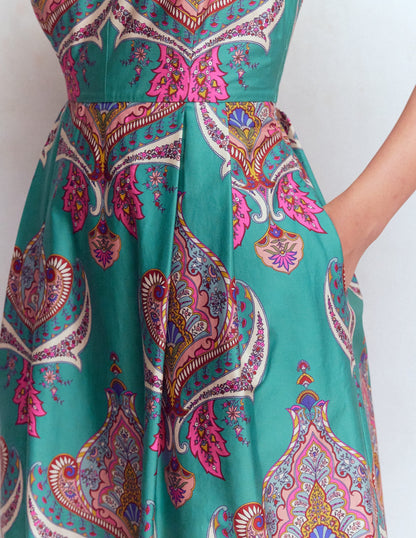 Empire Poplin Occasion Dress-Aurora Blue,  Ornamental Charm