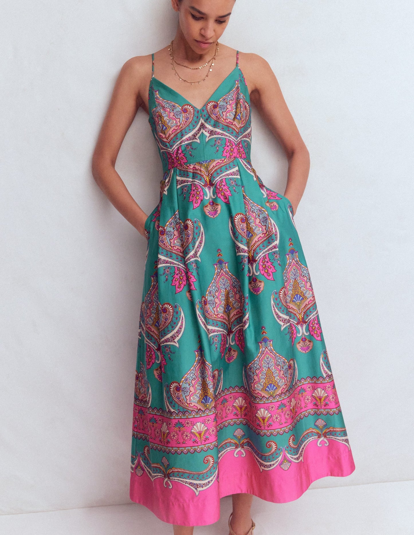 Empire Poplin Occasion Dress-Aurora Blue,  Ornamental Charm