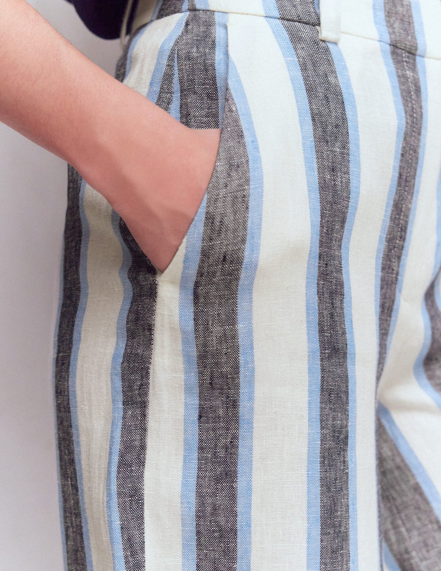 Belgravia Linen Pants-Blue and White Stripe
