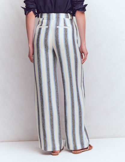 Belgravia Linen Pants-Blue and White Stripe