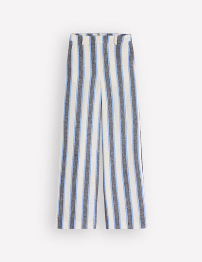 Belgravia Linen Pants-Blue and White Stripe