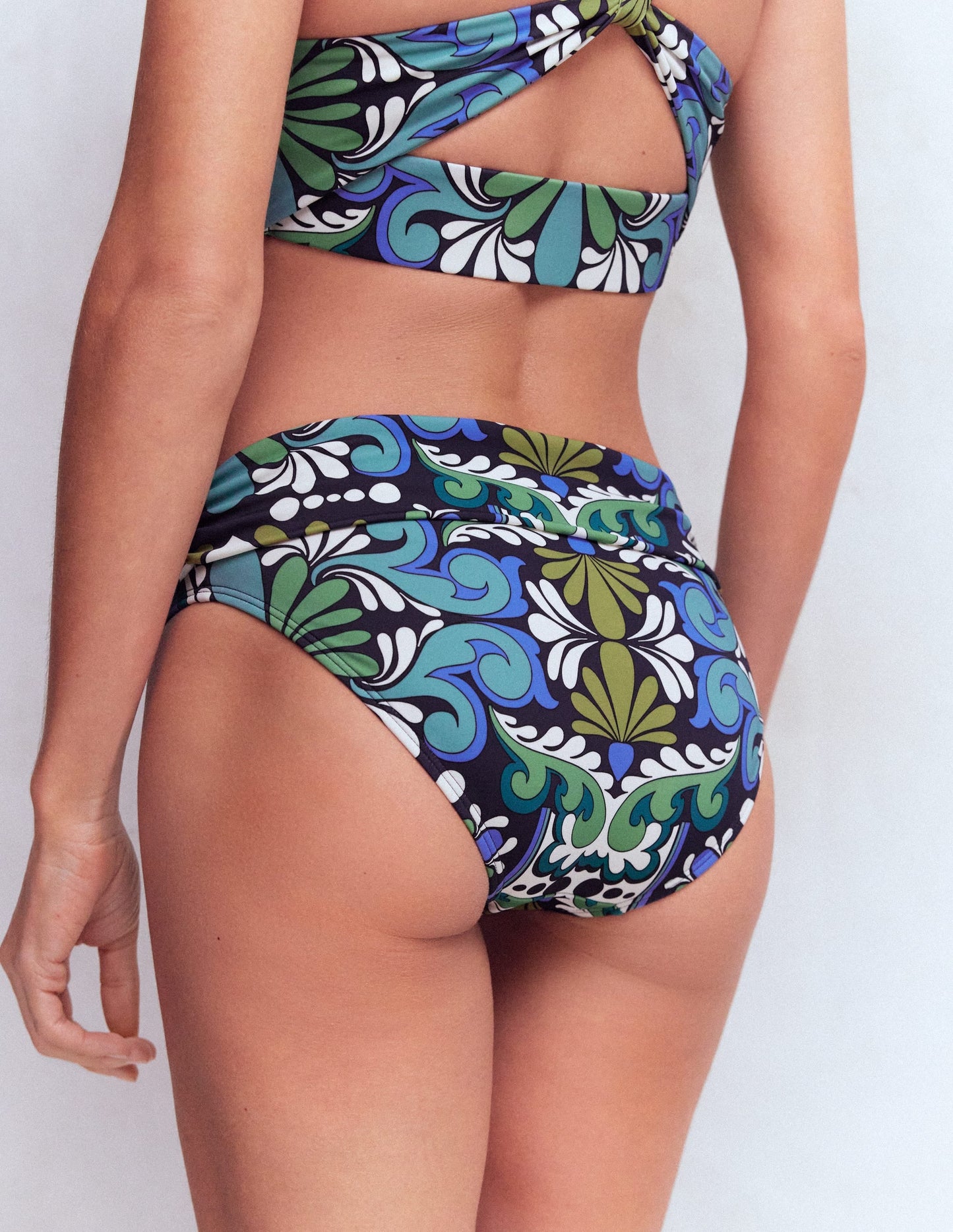 Classic Fold Bikini Bottoms-French Navy, Bloom Tapestry