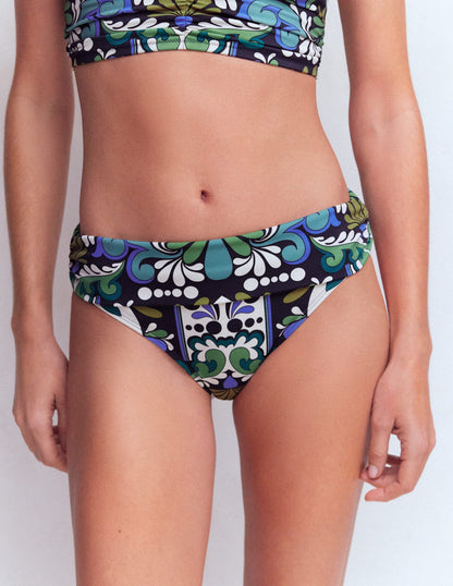 Classic Fold Bikini Bottoms-French Navy, Bloom Tapestry