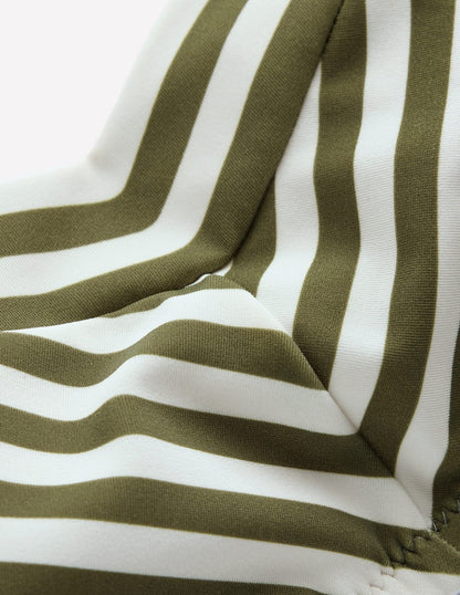 Clean Sweetheart Bikini Top-Olive, Ivory Stripe