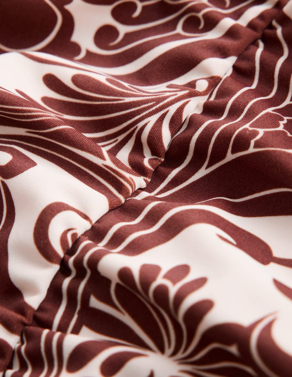 Gather String Swimsuit-Hot Chocolate, Foliage Whirl