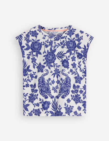 Louisa Slub T-Shirt-Blue Tigers Paradise Placement