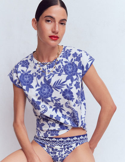 Louisa Slub T-Shirt-Blue Tigers Paradise Placement