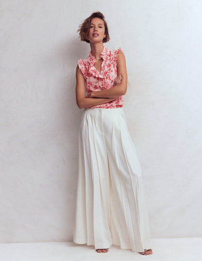 Isabel Sleeveless Silk Top-Pink, Bloom Scatter Mono