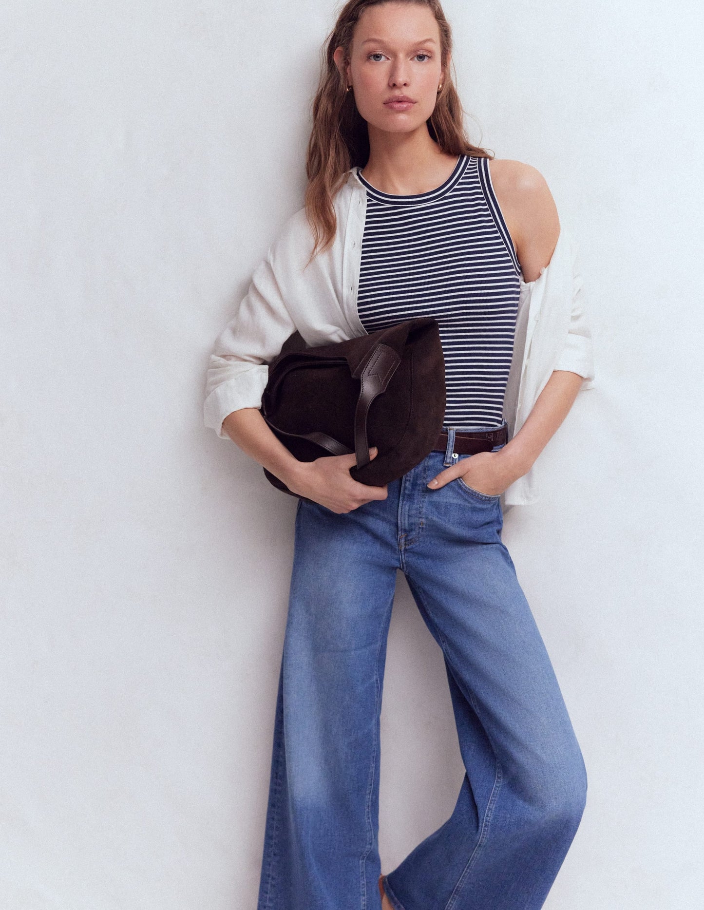 Ribbed Racer Vest-Navy & Ivory Stripe