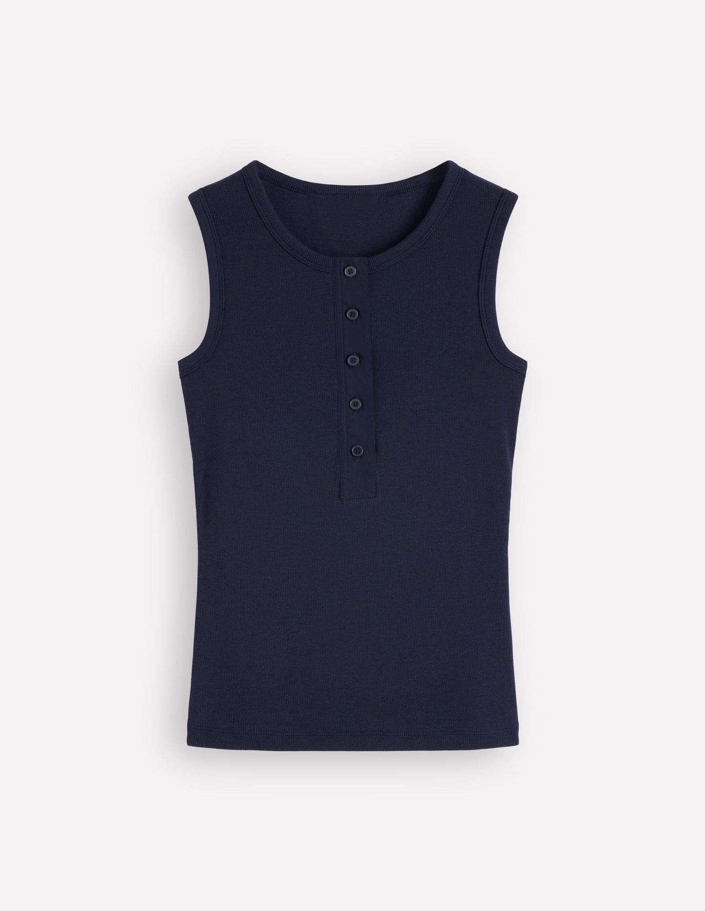 Crew Neck Henley Tank-Navy