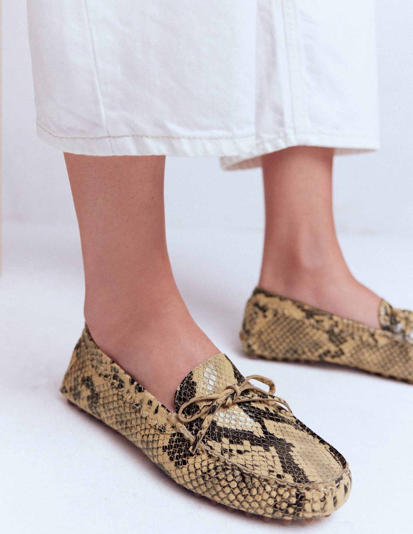 Heidi Stitched Soft Loafers-Snake