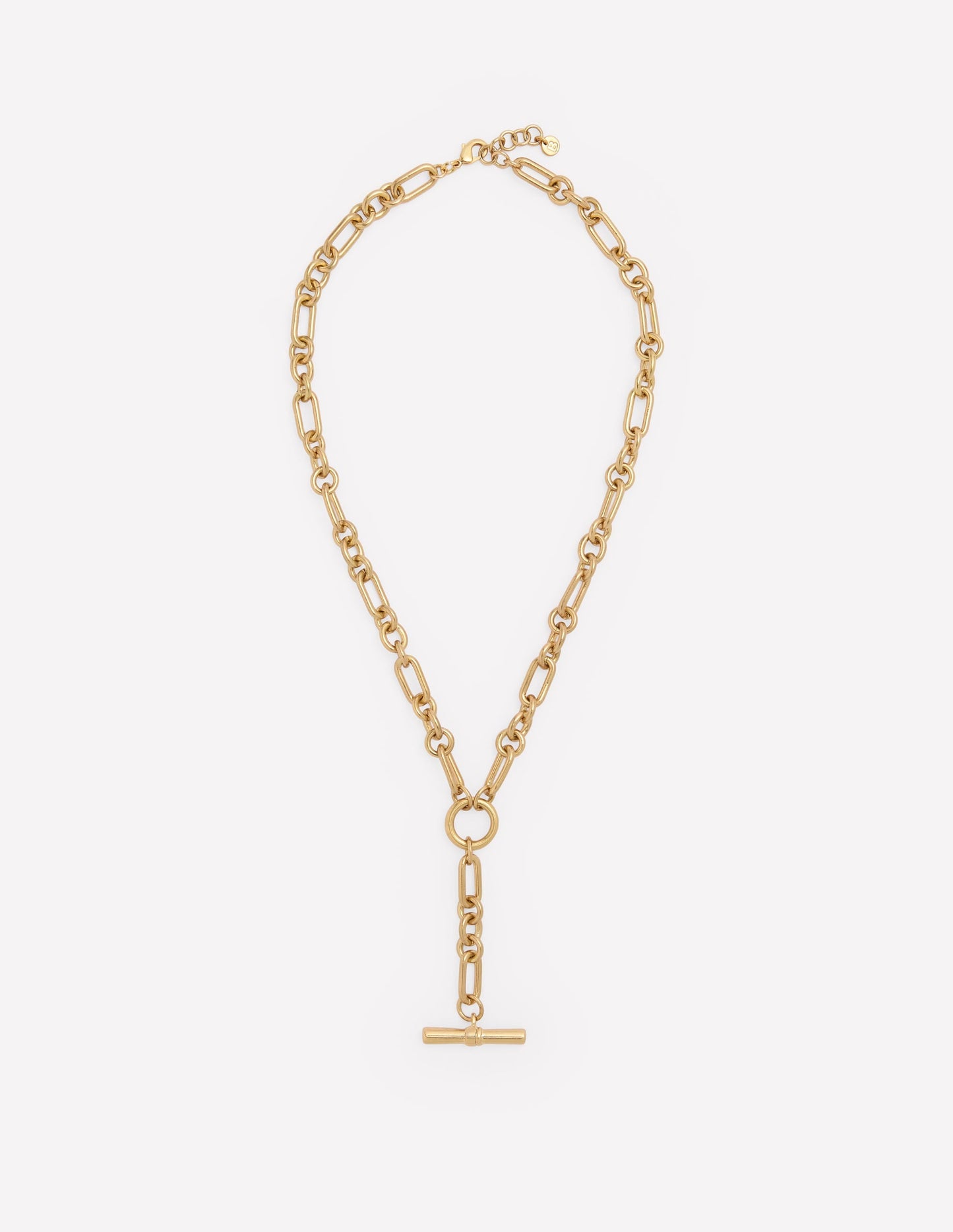 Drop Chain T-bar Necklace-Gold Colour