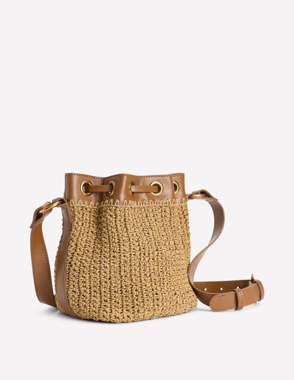 Mini Straw Bucket Bag-Natural Raffia