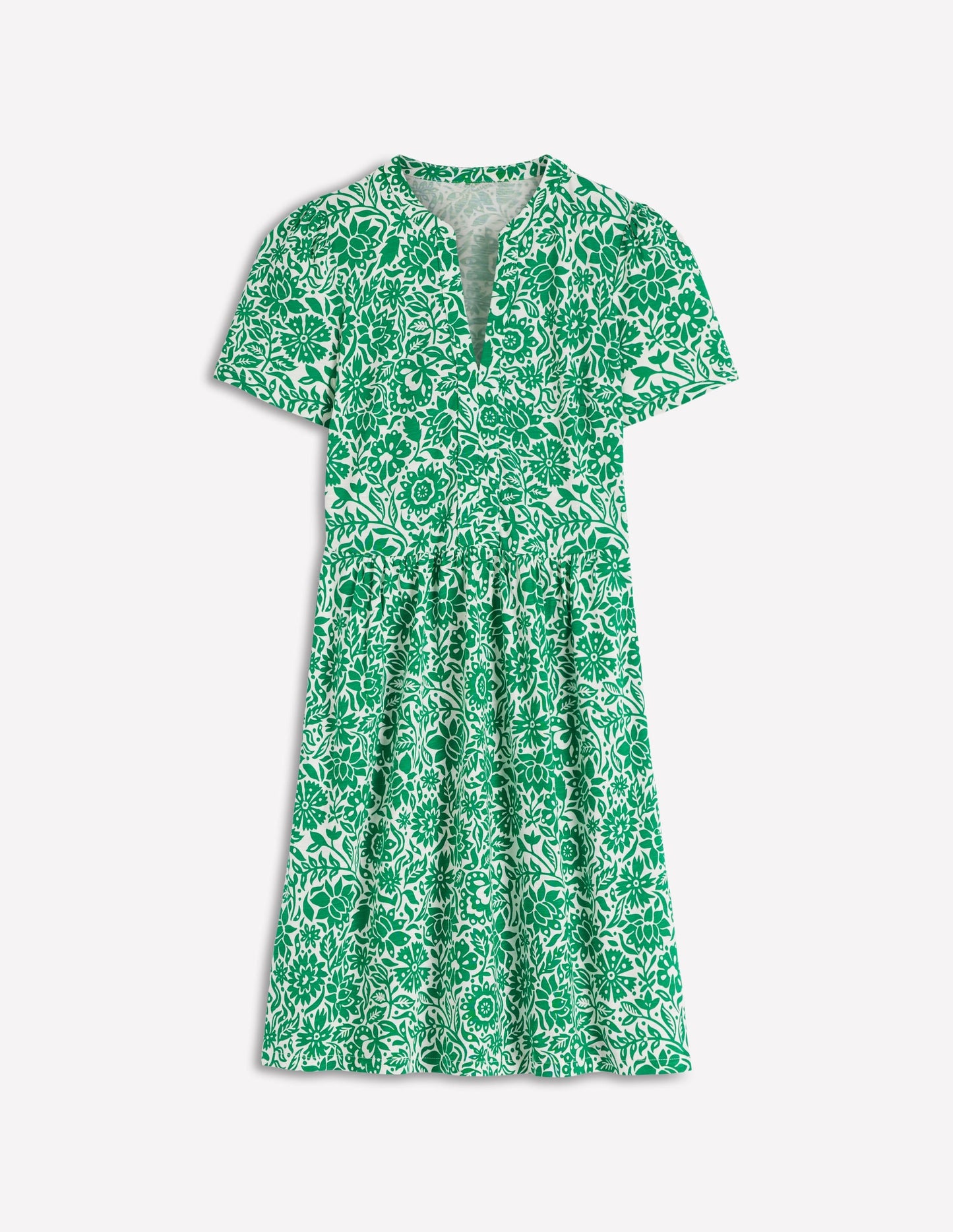 Naomi Short Sleeve Dress-Fresh Green, Meadow Scatter