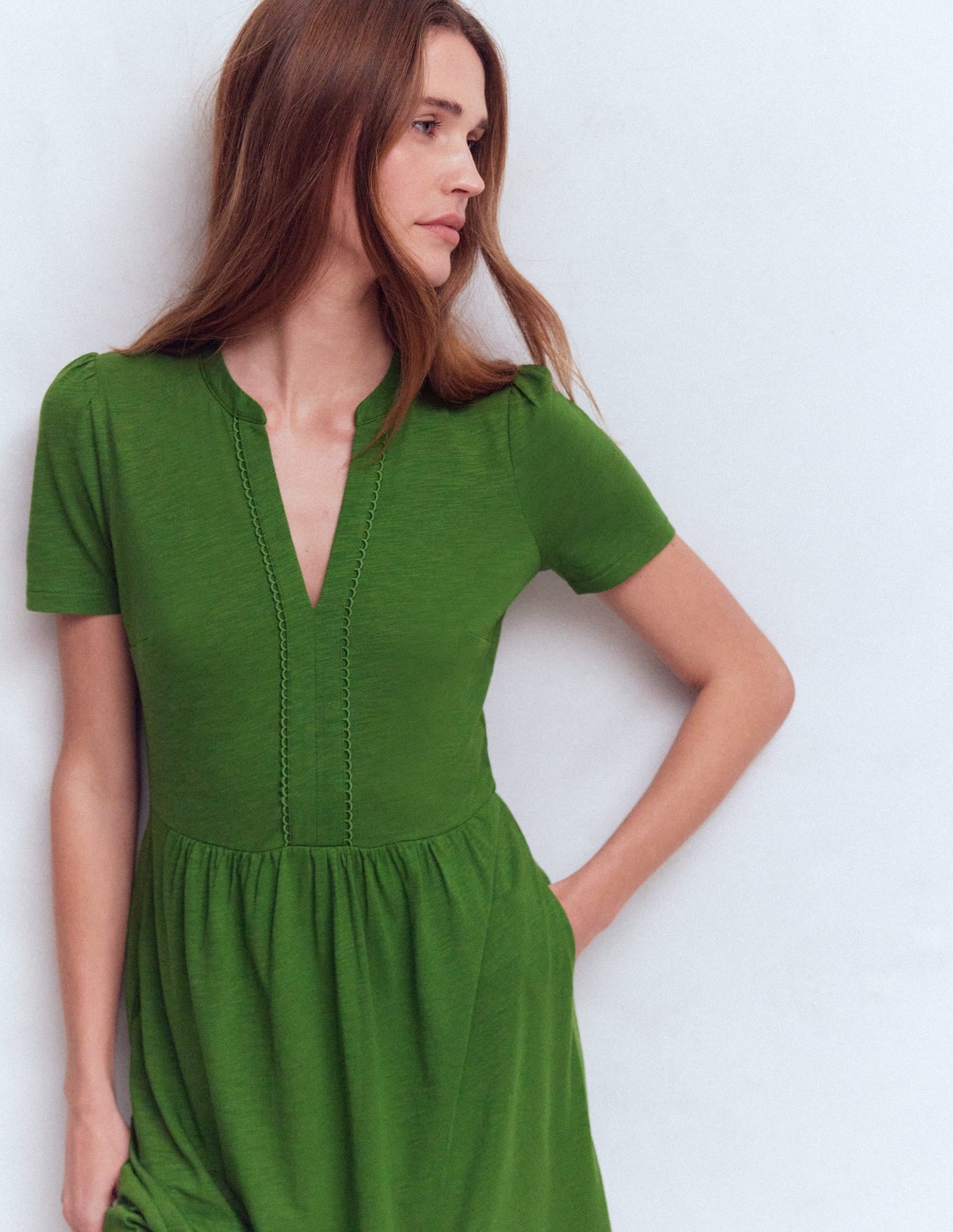 Naomi Short Sleeve Dress-Promenade Green