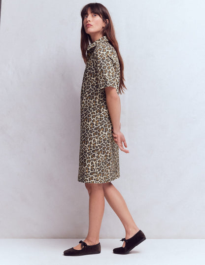 Zia Pocket Shift Dress-Almond Milk, Cheetah Pop