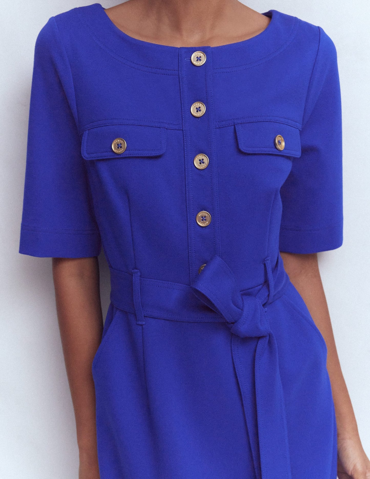 Bria Ponte Midi Dress-Bright Blue