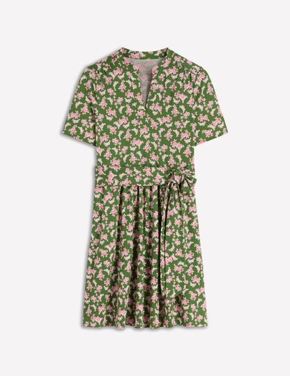 Daisy Flippy Jersey Dress-Promenade Green, Dainty Blooms