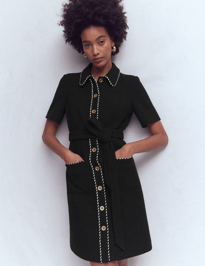 Loren Trim Short Dress-Black