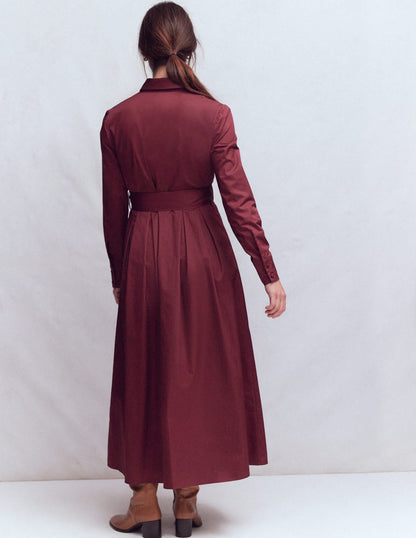 Pleated Ruffle Shirt Dress-Deep Wisteria