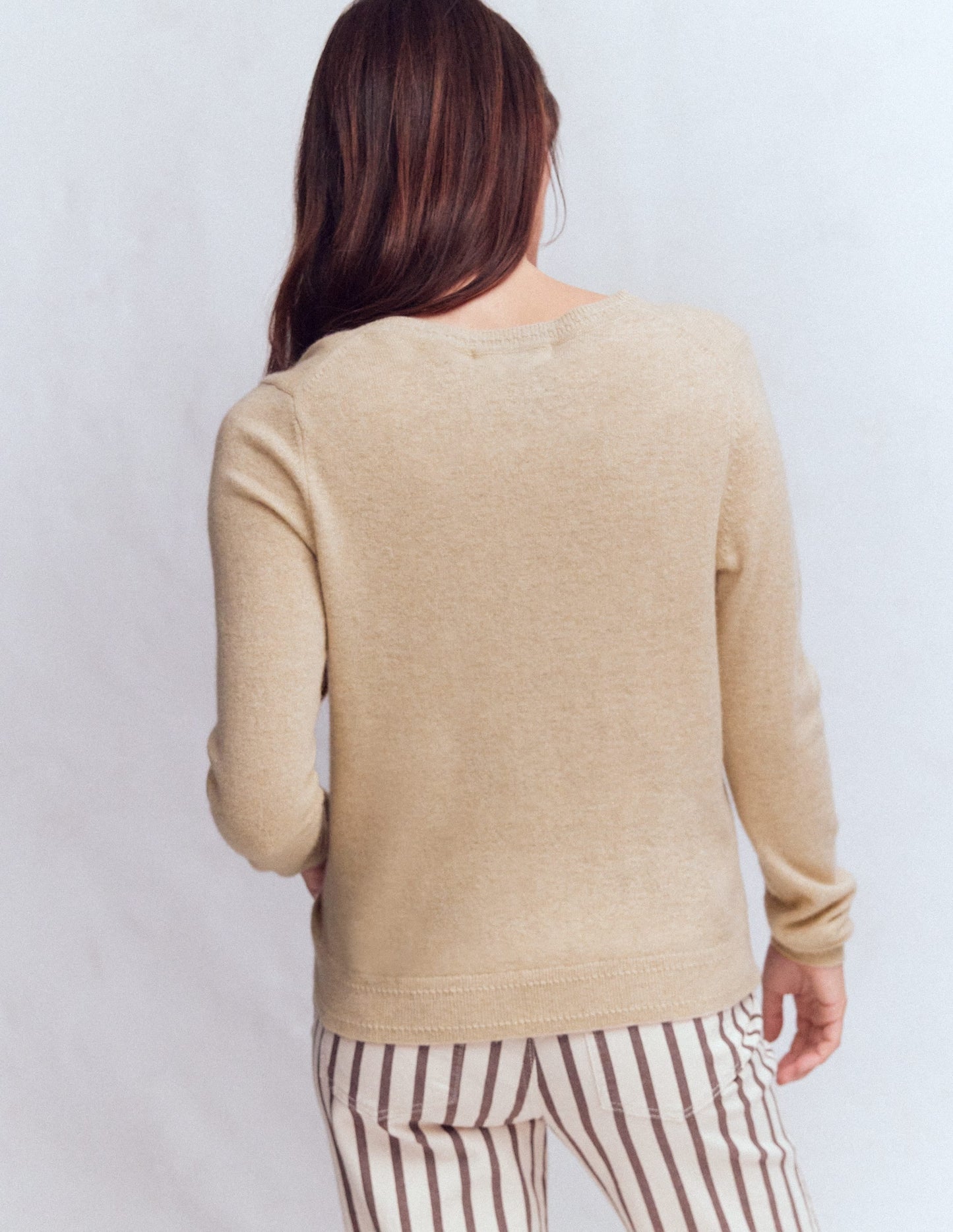 Eva Cashmere V-Neck Sweater-Chinchilla Melange