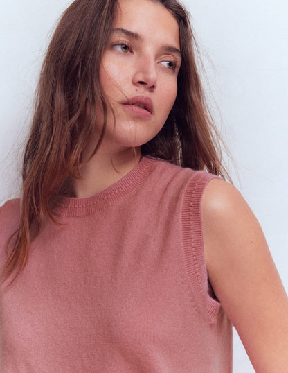 Eva Cashmere Vest-Camelia Pink
