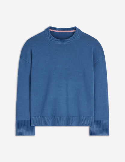 Lucy Relaxed Cotton Sweater-Denim Blue