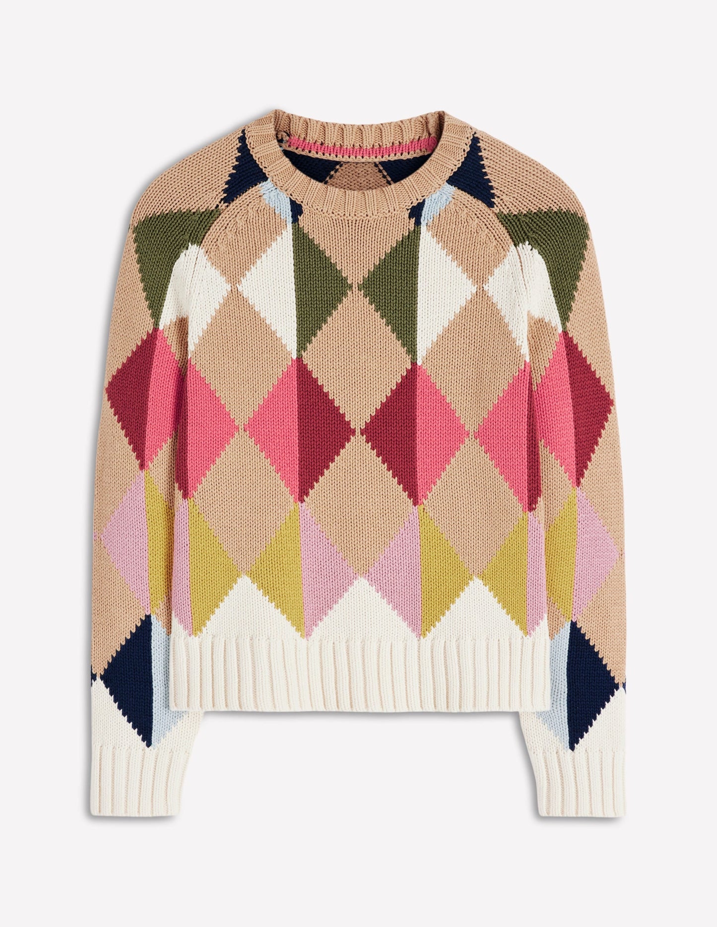 Camilla Cotton Argyle Sweater-Multi Argyle