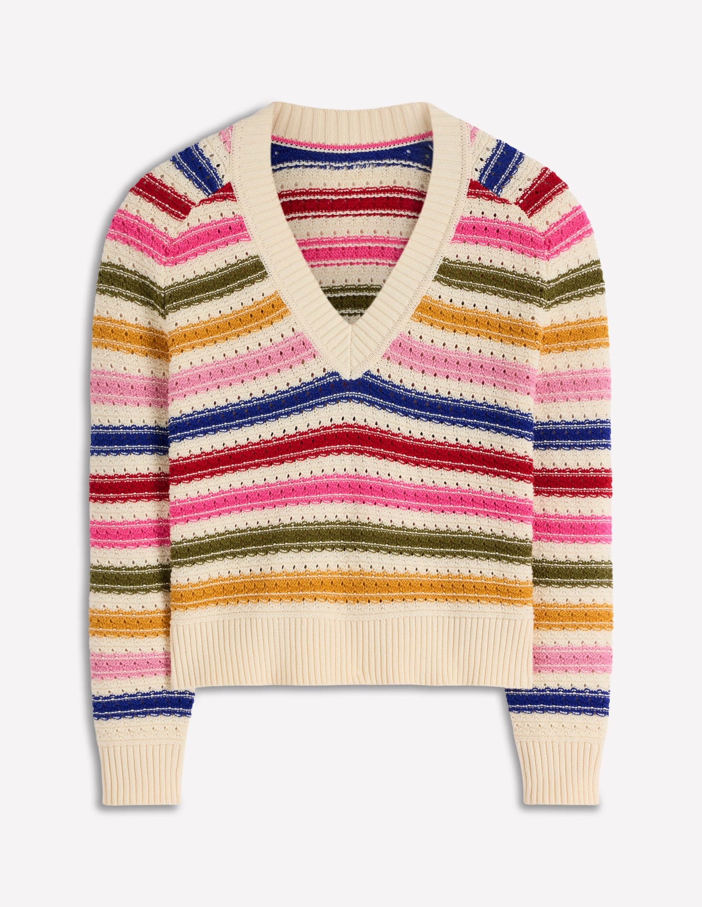 Maeve Textured Cotton Jumper-Multi Stripe