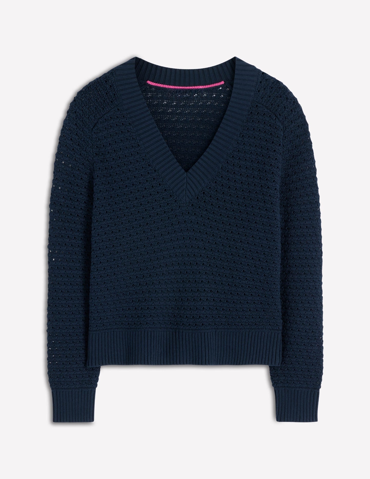 Maeve Textured Cotton Jumper-Navy